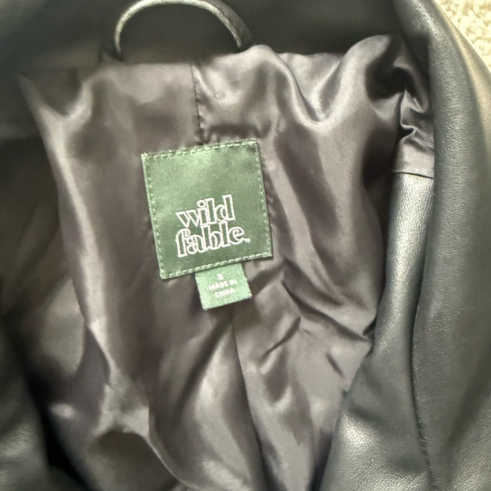 Black leather oversized jacket - image 3